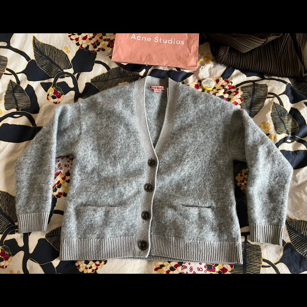 Authentic Acne Studios Rives Mohair-Wool Blend cardigan XS Gray